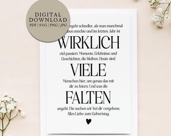 Lots of creases | Digital print file | Gift for a friend's birthday, special person, family, friendship, appreciation, saying