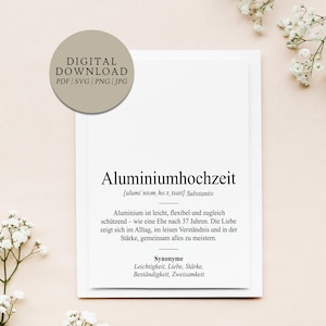 Definition Aluminiumhochzeit Dudenstil | Digitale Druckdatei | Geschenk Hochzeit Hochzeitstag Jubiläum verheiratet Ehe Ehepaar