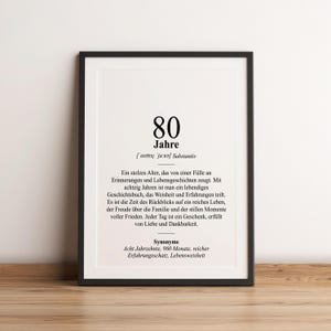 Definition 80 Jahre Dudenstil | Poster | Geschenk Achtzigster Geburtstag Geburtstagsgeschenk Achtzig  Runder Geburtstag