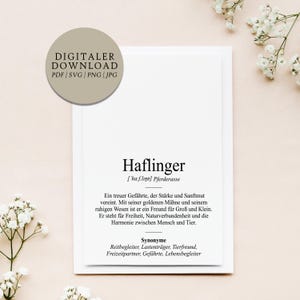 Definition Haflinger Dudenstil | Digitale Druckdatei | Pferdefreund Pferdebesitzer Pferdeliebhaber Pferd Pferderasse Reiterhof Reitschule