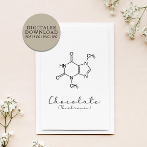 Molécule de chocolat | Fichier d'impression numérique | Cadeau Chocolat Amateur de chocolat Café Cuisine Amis Famille Théobromine