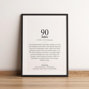 Definition 90 Jahre Dudenstil | Poster | Geschenk Neunzigster Geburtstag Geburtstagsgeschenk Neunzig Runder Geburtstag
