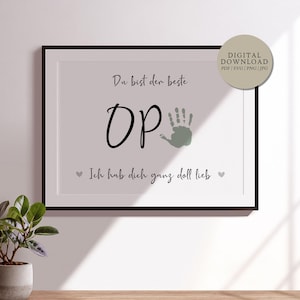 Bester Opa Ich hab dich lieb | Digitale Druckdatei | Personalisiert Handabdruck Fußabdruck Geschenk Großvater Vatertag Geburtstag Baby
