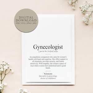 Définition gynécologue | fichier d'impression numérique | cadeau merci naissance gynécologue cabinet obstétricien gynécologie médecin