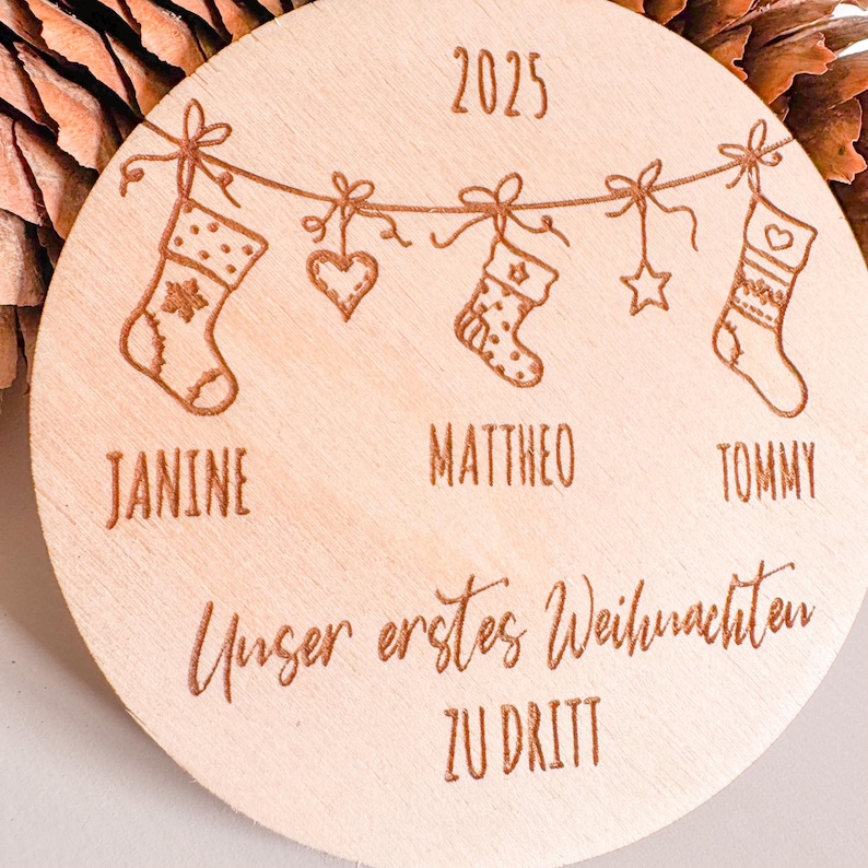 Personalized Christmas bauble - First Christmas as a family of three | Christmas tree ornament, Christmas ball gift, Christmas pendant, Christmas tree image 6