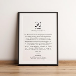 Definition 30 Jahre Dudenstil | Poster | Geschenk für Dreißigster Geburtstag Geburtstagsgeschenk Dreißig Runder Geburtstag