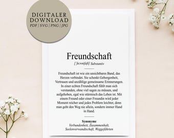 Definition of friendship Duden style | Digital print file | Gift Birthday Christmas Best friend Best friend Heartfelt person