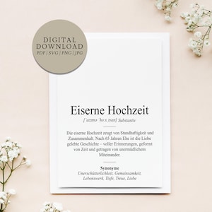 Definition Eiserne Hochzeit Dudenstil | Digitale Druckdatei | Geschenk Hochzeit Hochzeitstag Jubiläum verheiratet Ehe Ehepaar
