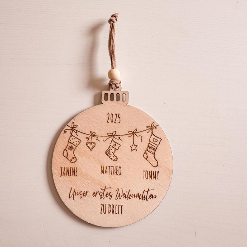 Personalized Christmas bauble - First Christmas as a family of three | Christmas tree ornament, Christmas ball gift, Christmas pendant, Christmas tree image 8