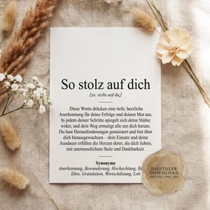 Definition So stolz auf dich Dudenstil | Digitale Druckdatei | Geschenk Geburt Motivation Kinderzimmer Patenkind Kindergarten Schule Studium