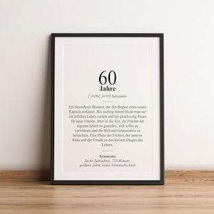 Definition 60 Jahre Dudenstil | Poster | Geschenk für Sechzigster Geburtstag Geburtstagsgeschenk Sechzig Runder Geburtstag