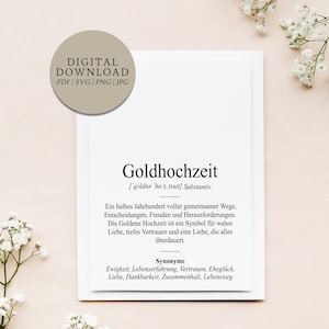 Definition Goldhochzeit Dudenstil | Digitale Druckdatei | Geschenk Hochzeit Hochzeitstag Jubiläum verheiratet Ehe Ehepaar