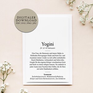 Definição Estilo Yogini Duden | Arquivo de impressão digital | Presente Namorado Namorada Estúdio Fitness Body Trainer Coach Autônomo Yoga Equilíbrio