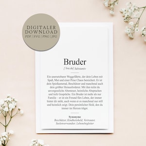 Definition Bruder Dudenstil | Digitale Druckdatei | Geschenk für Geburtstag  Dankeschön Weihnachten | Anlass Bester Bruder Familie