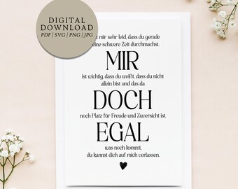 I don't care | Digital print file | Heartfelt saying for difficult times, friendship, appreciation, gift for a friend, special person