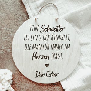 Schwester Stück Kindheit im Herzen inkl. veganem Lederband Geschenk Geburtstag Große Schwester Persönliches Dankeschön Weihnachten Familie