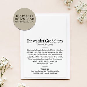 Definition Ihr werdet Großeltern Dudenstil | Digitale Druckdatei | Geschenk Geburt Schwangerschaft Verkündung Familie Großvater Baby