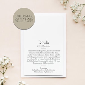 Definição Doula Dudenstil | Arquivo de impressão digital | Presente de nascimento | Treinamento Obrigado Gravidez Cuidados pós-parto Apoio ao parto