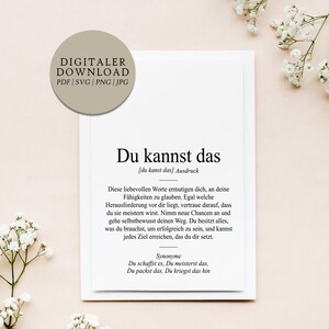 Definition Du kannst das | Druckdatei | Affirmation Mutmacher Growth Mindset Achtsamkeit Positive Glaubenssätze Kraft Trost Stärke Ruhe