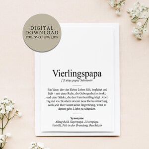 Definición de padre cuatrillizos al estilo Duden | Archivo de impresión digital | Regalo Familia Cuádruple Felicidad Gemelos Felicitaciones Nacimiento Baby Shower Cuatrillizos