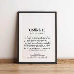 Definition Endlich 18 Dudenstil | Poster | Geschenk Geburtstag Volljährigkeit 18 Jahre Jahrgang 2006 Erwachsen Meilenstein