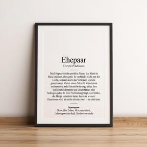 Definition Ehepaar Duden | Poster | Geschenk Hochzeitstag Ehemann Ehefrau Glückwunsch Ehepartner Hochzeit Heirat VerlobungBrautpaar