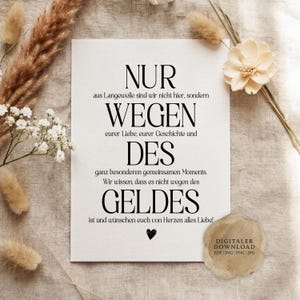 Only for the money | Digital print file | Ambiguous poster gift for wedding couple with a wink and a funny wedding saying