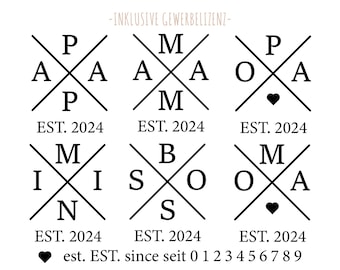 Designs Mom Dad since 2024 Bundle | Grandma Grandpa Boss Mini | Est. | German vector file plotter file | SVG | PDF | PNG | incl. commercial license