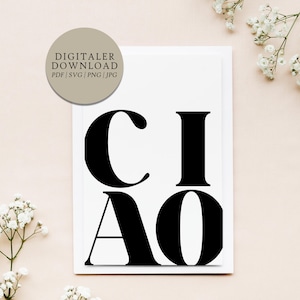Ciao | Digital Print File | Gift Moving in Moving First Apartment Living Room Entryway Friends Family Minimalist Typography