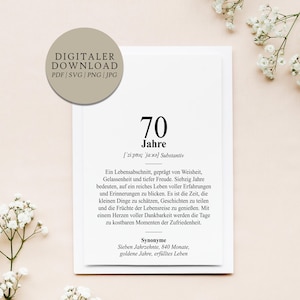 Definicja 70 lat Dudena | Plik do druku cyfrowego | Prezent na siedemdziesiąte urodziny Prezent na siedemdziesiąte okrągłe urodziny