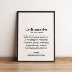 Definition Lieblingsnachbar Dudenstil | Poster | Geschenk für Nachbarschaft Dankeschön Willkommen Abschied Freundschaft