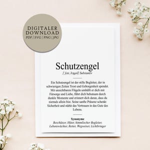Definicja Anioł Stróż Dudenstil | Plik do wydruku cyfrowego | Prezent Talizman Chrzest Komunia Bierzmowanie Narodziny Chrześniak