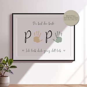 Beste papa, ik hou van je | Digitaal afdrukbestand | Gepersonaliseerd handafdruk voetafdruk cadeau vader vaderdag verjaardag baby