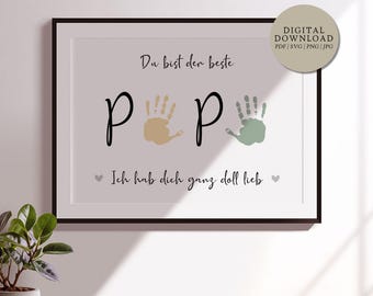 Best Dad, I love you | Digital print file | Personalized handprint footprint gift for dad, father, Father's Day, birthday, baby