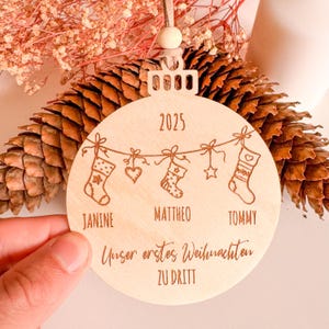 Personalized Christmas bauble - First Christmas as a family of three | Christmas tree ornament, Christmas ball gift, Christmas pendant, Christmas tree image 5