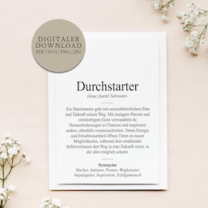Definition Durchstarter Dudenstil | Digitale Druckdatei | Geschenk Beruf Ausbildung Studium Abitur Promotion Sport Traum Freunde Familie