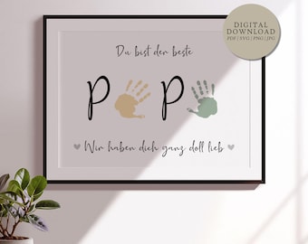 Best Dad We Love You | Digital Print File | Personalized Handprint Footprint Gift Dad Father's Day Birthday Baby