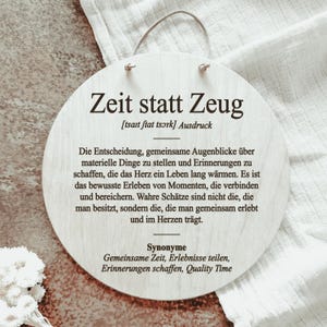 Definition Zeit statt Zeug Dudenstil | inkl. veganem Lederband Geschenk Gemeinsame Zeit Schöne Momente Wundervolle Erinnerungen Quality Time