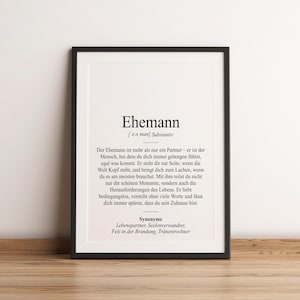 Definition Ehemann Dudenstil  Poster| Geschenk Hochzeitstag Mann Bräutigam Ehepaar Hochzeit Heirat Verlobung Glückwunsch