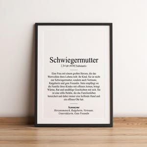 Definition Schwiegermutter Dudenstil | Poster | Geschenk Geburtstag Weihnachten Schwiegermama Besonderes Dankeschön Danke