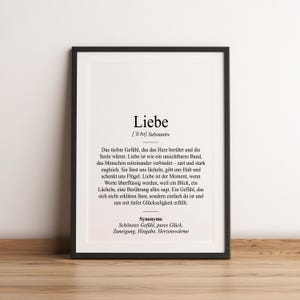 Definition Liebe Dudenstil | Poster | Geschenk Partner Valentinstag Geburtstag Verlobung Hochzeit Weihnachten Ehepartner