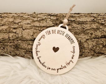 Personalized round wooden sign, gift for midwife, thank you, best midwife, loving keepsake with hanging loop