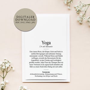 Definição do estilo Yoga Duden | Arquivo de impressão digital | Presente Namorado Namorada Abertura Estúdio Fitness Center Treinador Coach Paz Interior Yogini