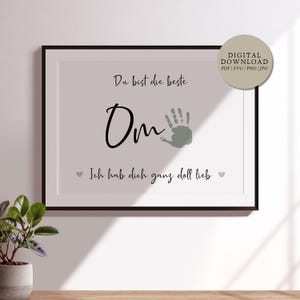 Beste Oma, ik hou van jou | Digitaal afdrukbestand | Gepersonaliseerd handafdruk voetafdruk cadeau grootmoeder Moederdag verjaardag baby