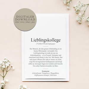 Definición colega favorito Dudenstil | Archivo de impresión digital | Regalo gracias cumpleaños mejor trabajo colega oficina despedida equipo