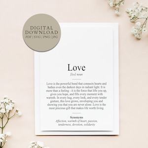 Definição de Amor | Arquivo de impressão digital | Presente Parceiro Dia dos Namorados Aniversário Noivado Casamento Natal Cônjuge Páscoa Dia Especial