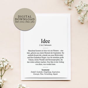 Definition Idee | Druckdatei | Affirmation Mutmacher Growth Mindset Achtsamkeit Idee Motivation Brainstorming Zukunft