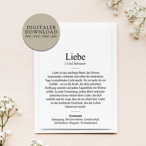 Definição Amor Dudenstil | Arquivo de impressão digital | Presente Casamento Noivado Casamento Cônjuge Dia dos Namorados Páscoa Família Marido Esposa
