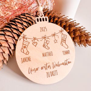Personalized Christmas bauble - First Christmas as a family of three | Christmas tree ornament, Christmas ball gift, Christmas pendant, Christmas tree image 4