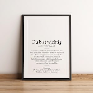 Definition Du bist wichtig | Poster | Affirmation Mutmacher Growth Mindset Achtsamkeit Positive Glaubenssätze Kraft Trost Stärke Ruhe